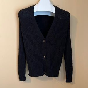 Time and Tru Size M (8-10) Button Up The Front Black Sweater